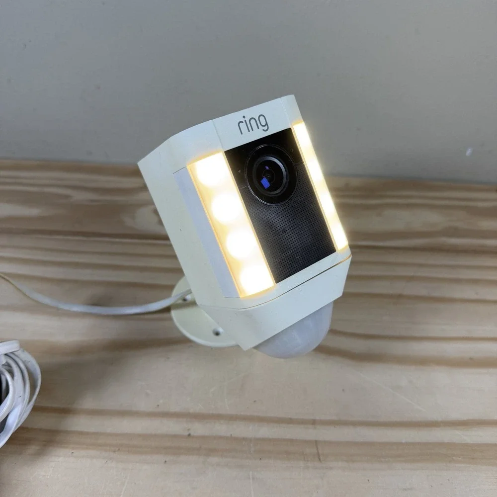 Ring Spotlight Cam Battery White Outdoor Security Camera 1080p HD Video